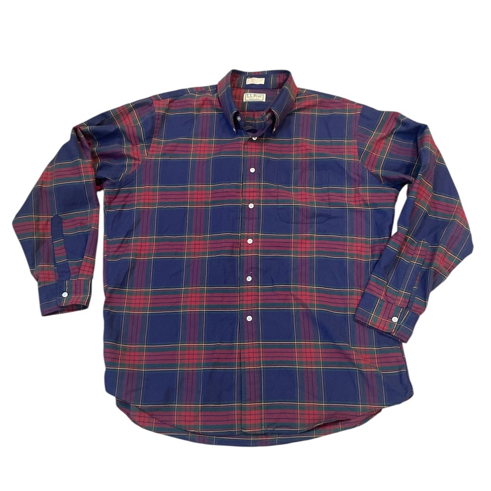 Vintage L.L. Bean Plaid Shirt Button Down Made in USA Size XL 17.5-36